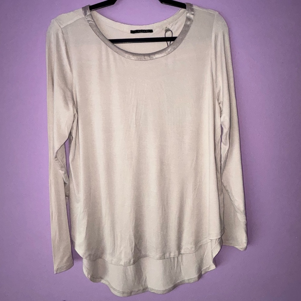 Tahari Soft Cream Long Sleeve Top